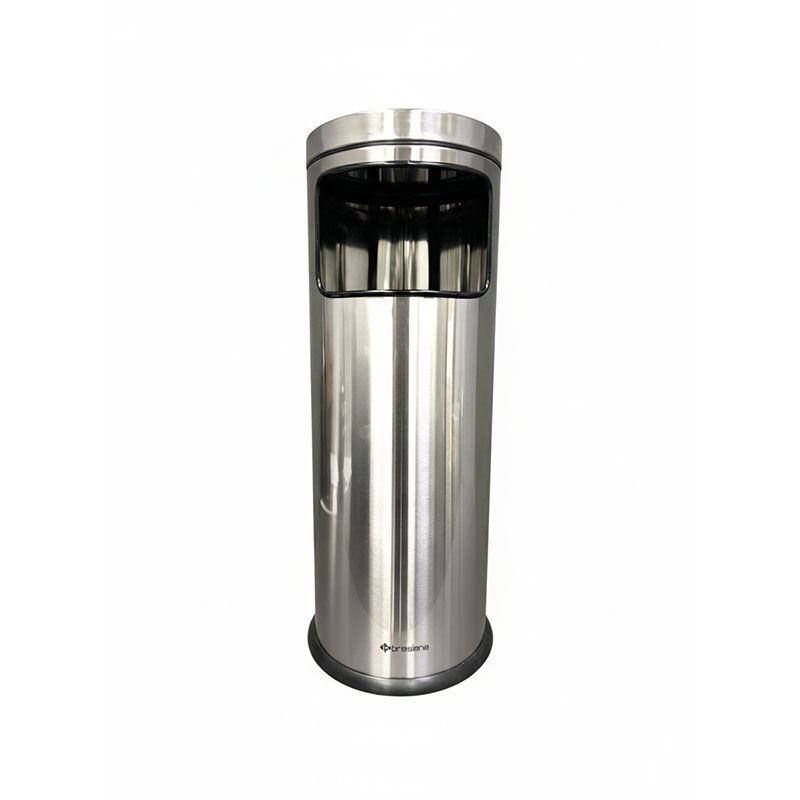 سطل اداری پنجره دار 20 لیتری کروم خشدار درب استیل براق مدل BPB150 براسیانا BRASIANA 12*A1
