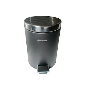 سطل زباله پدالی 5 لیتری مشکی درب استیل براق مدل BPB120 براسیانا BRASIANA