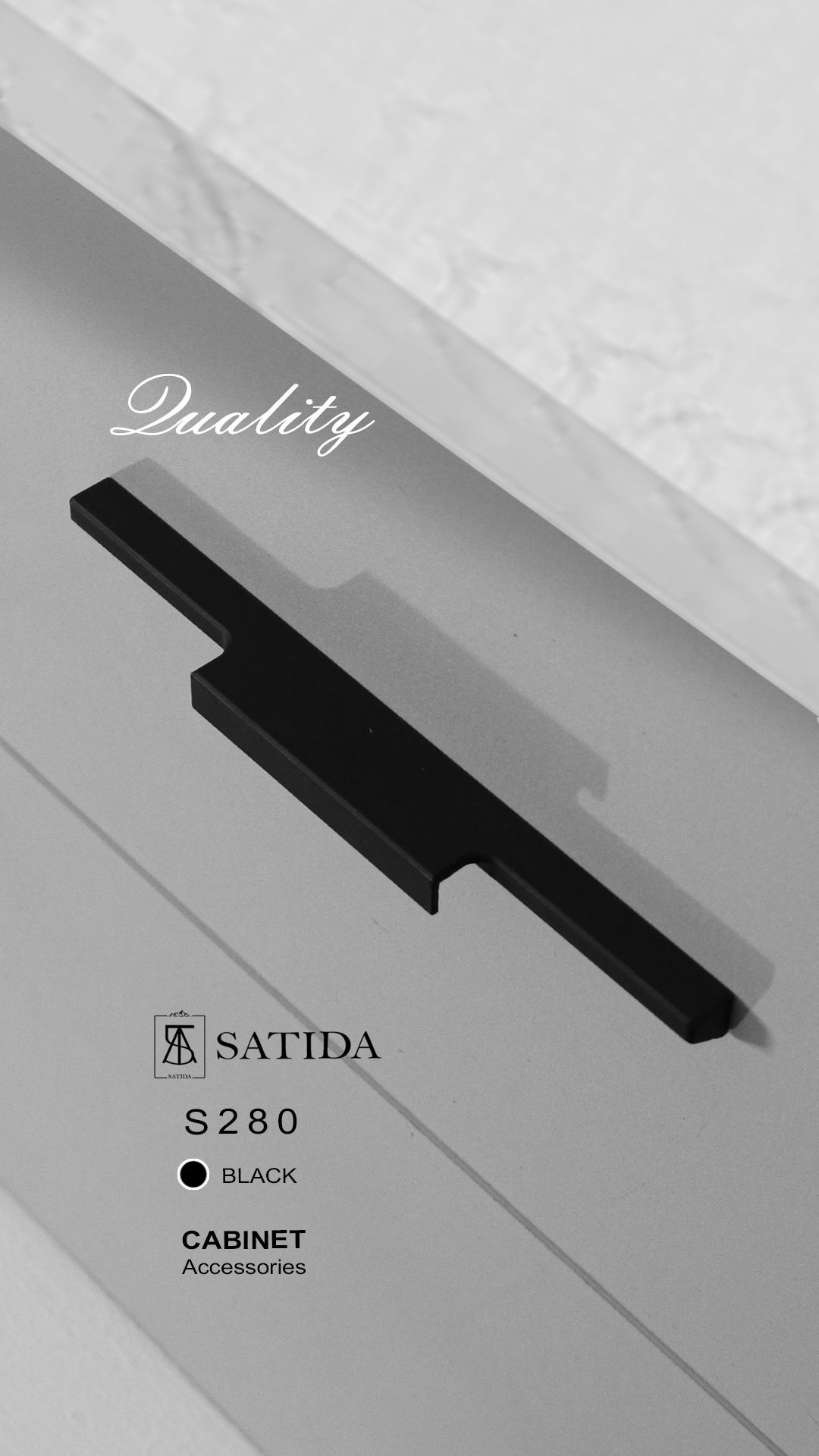 دستگیره کابینت مشکی مدل S280-500 ساتیدا SATIDA 1*A32