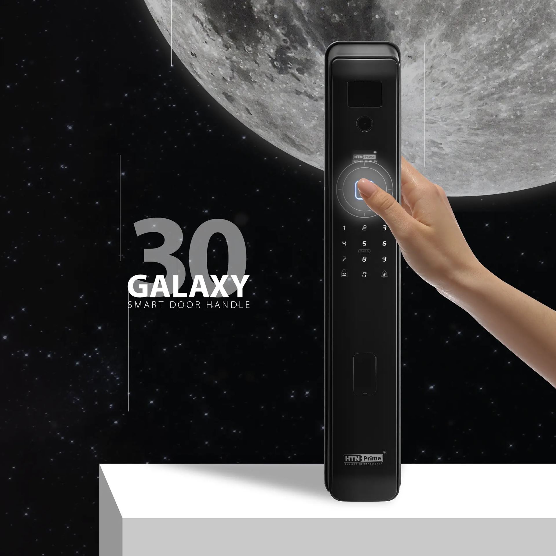 دستگیره الکترونیکی اثر انگشتی مشکی پرایم مدل گلکسی GALAXY-30-ULTRA 1* AX02/4