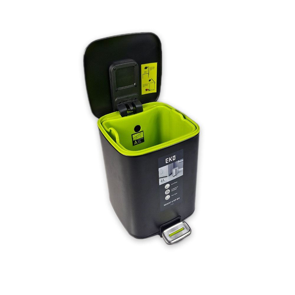 سطل زباله 6 لیتری مربع مشکی مات اکو کد 9388P-BL اسمارت SMART	