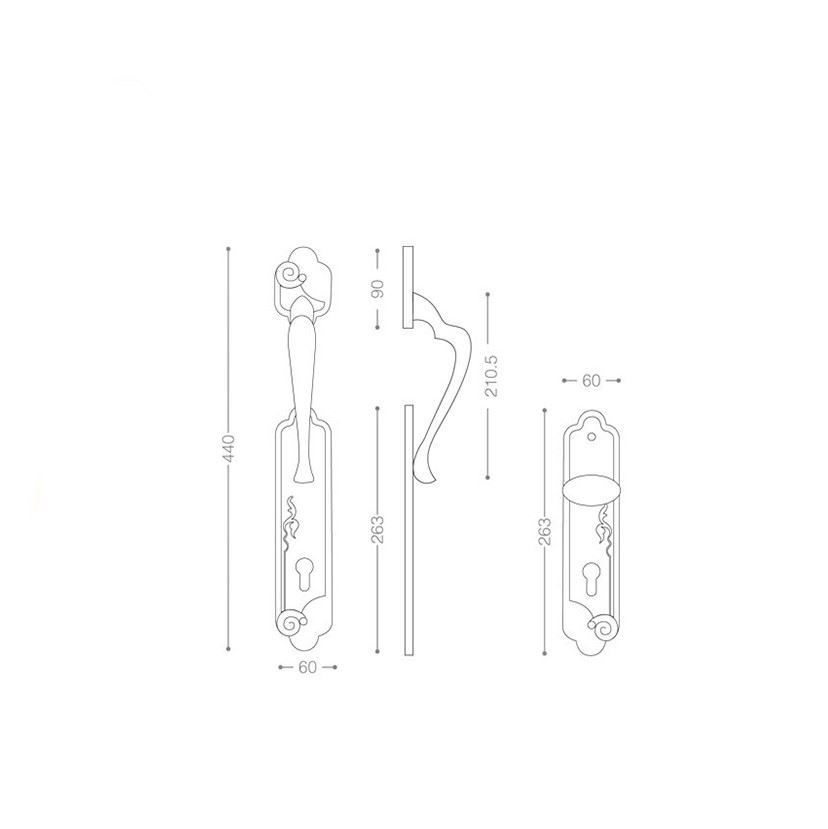 دستگیره آپارتمان بهریزان کروم CE860 راست 1*C11