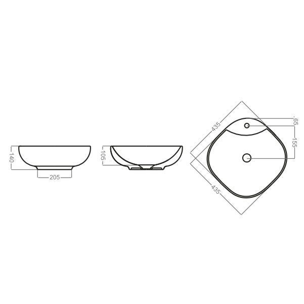 سنگ روشویی مربعی لومینوس GL9 ( جا شیر گوشه ) درجه 2 گلسار	