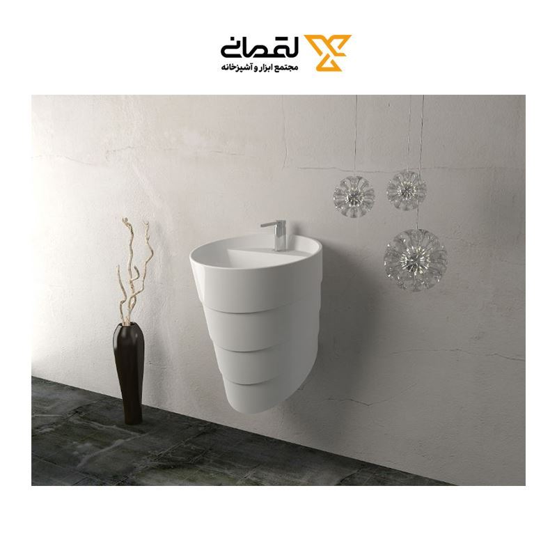 سنگ روشویی مدل وینر نیم پایه سفید ساده درجه یک گلسار نرگس11*12