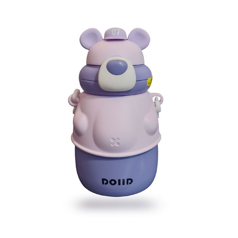 فلاسک بچگانه خرسی نی دار 500 میل DOLLD کد 6048 بنفش  