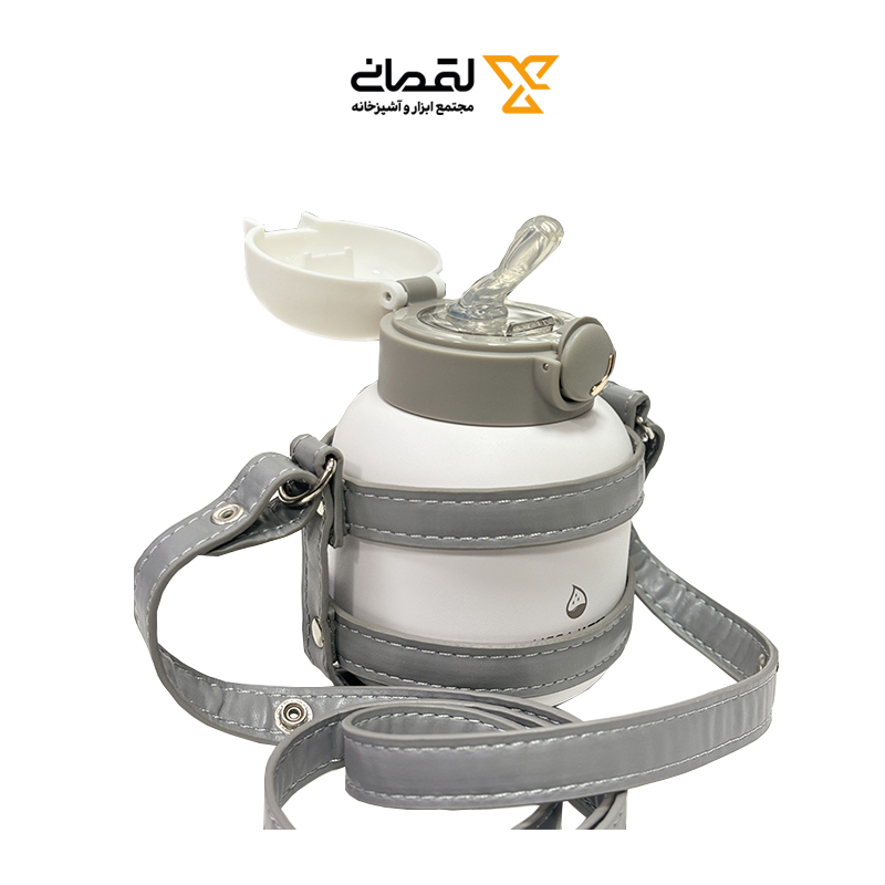 فلاسک نی دار کپل کاور چرم 480 میل کد XDFW876 سفید	