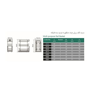 سبد چند منظوره ریل کف 3 طبقه یونیت 45 مدل 3522 (S.A) پلاتین PELATIN 12*فرشته14