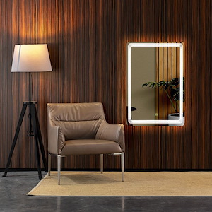 آینه ضد بخار مستطیل عمودی نور دور مهتابی نور پشت آفتابی خطی سایز 55*67 گلسموند GLASS MOND