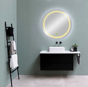 آینه ضد بخار دایره نور دور آفتابی نور پشت مهتابی سایز 70 خطی گلسموند GLASS MOND