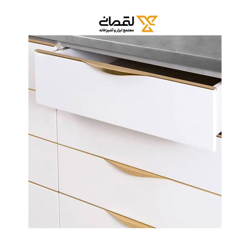 دستگیره کابینتی سه پیچ تاپ ساید سایز 90 ملونی مدل ویانا طلایی کد 7018 