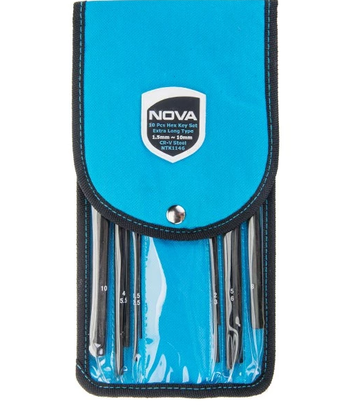 ست آلن کیفی مشکی 6 گوش 10 عددی 1/5 الی 10 بلند نووا NOVA کد 1146 1*L43