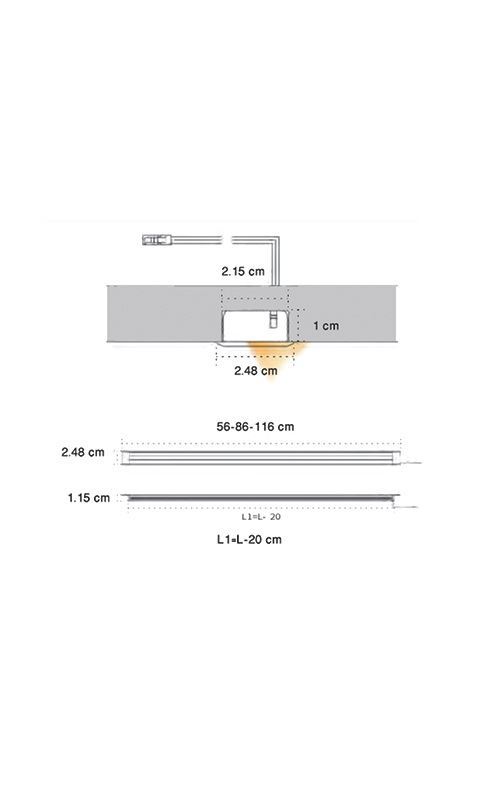 چراغ LED شیار خور 12 ولت سایز 90 فانتونی FANTONI مدل (S.A) N604 