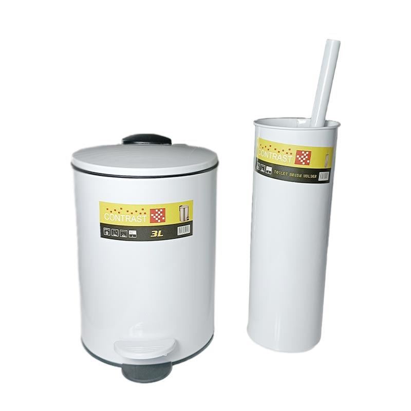 سطل و برس 3 لیتری فلزی درب تخت سفید 1147W کنتراست CONTRAST 1*I21