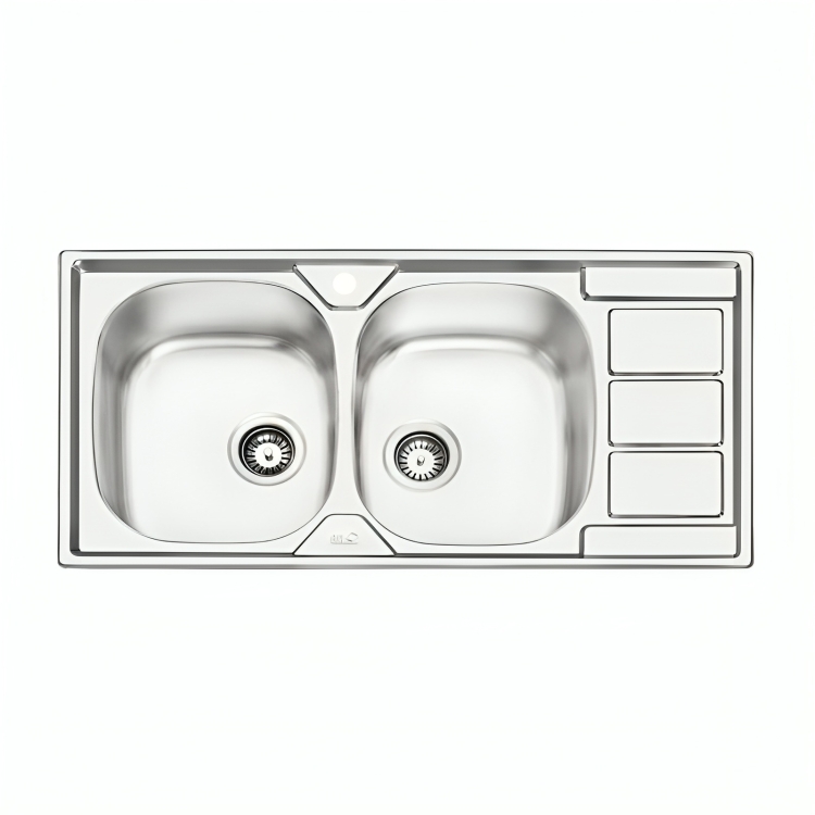سینک ظرفشویی تو کار چپ مدل 2051 ایلیا استیل ILIA STEEL نسترن19*12