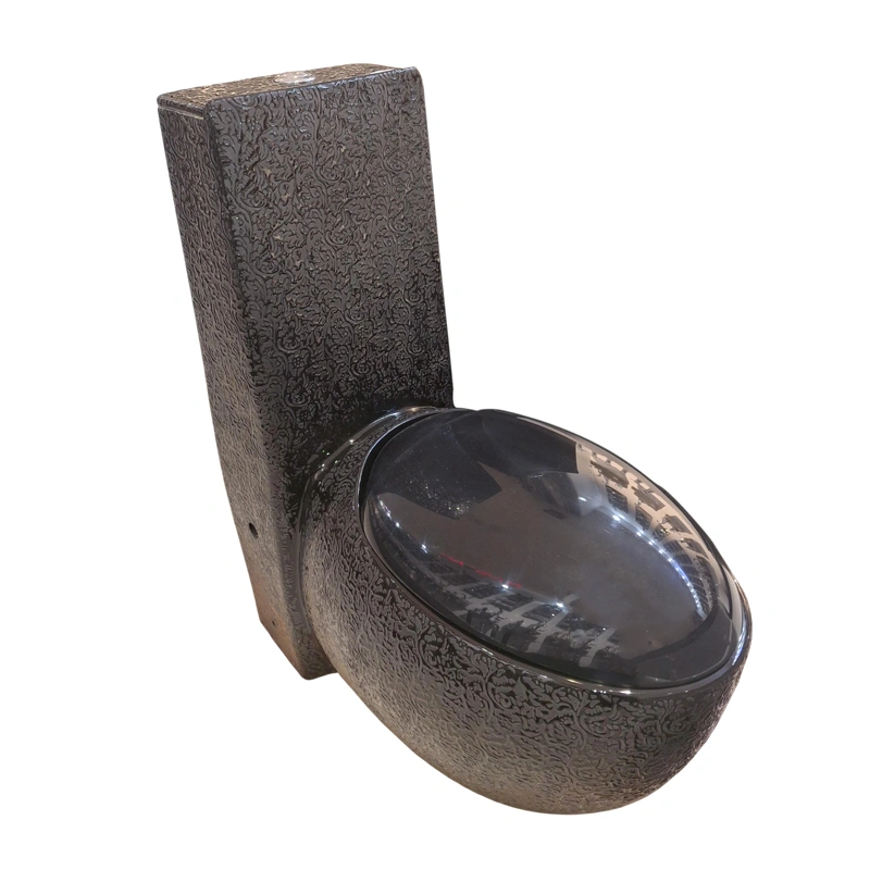 توالت فرنگی مشکی طرح دار مدل A3966-L4-DA (به سفارش اروپا) مرآس MERASSE نسترن25*12
