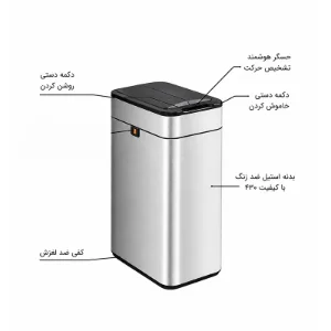 سطل زباله 25 لیتری الکترونیکی با درب پروانه ای و سطل داخلی مدل HTD 507-25L پرایم PRIME 